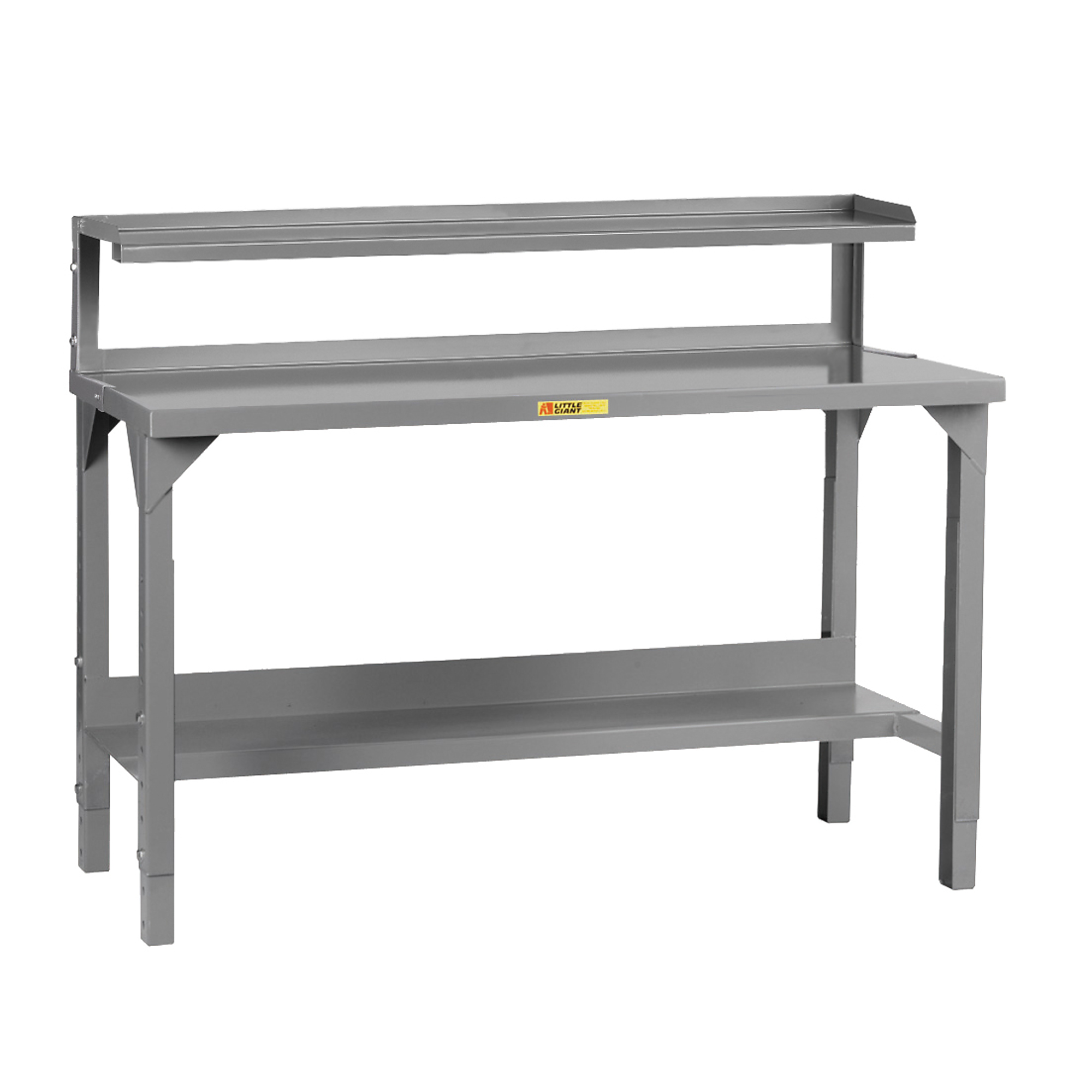 Little Giant Welded Workbench - 72in. x 30in., 4000-Lb. Capacity, Adjustable Height, Riser Shelf, Model# WST2-3072-AH-RS